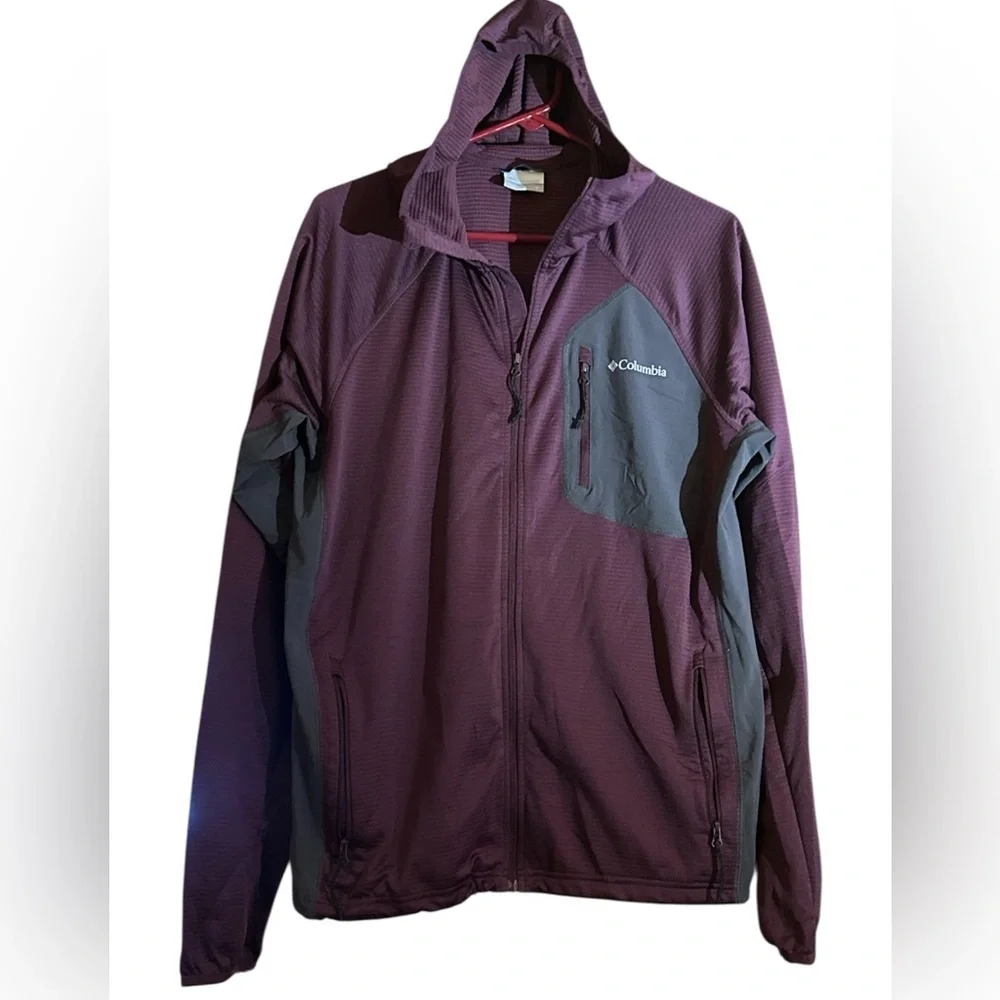 COLUMBIA  MEN’S SINGLE CANYON Sz M Hooded Soft Shell Lightweight sports jacket